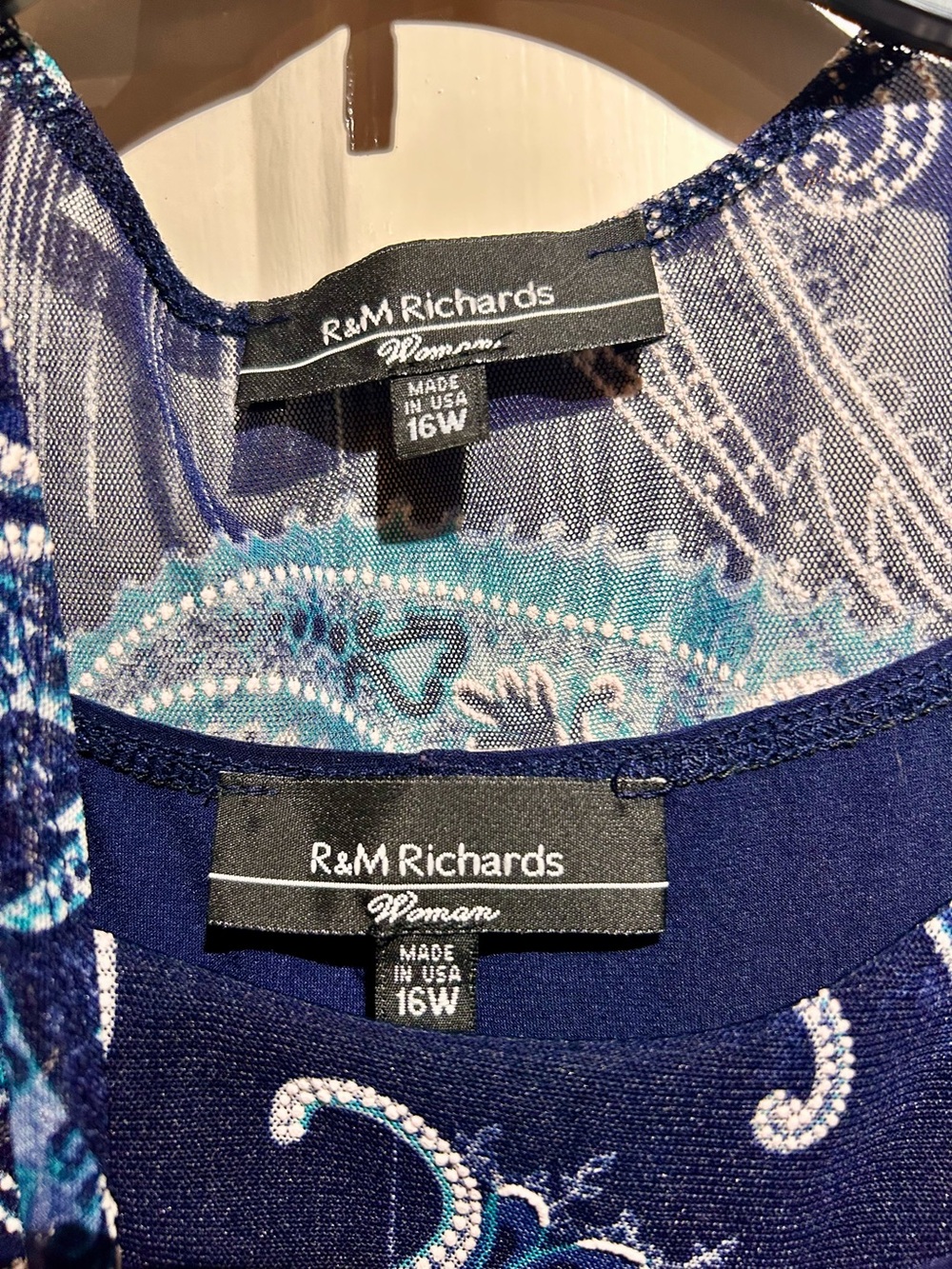 R&M Richards Navy and Teal Paisley Layered Dress Set - Picture 2 of 13
